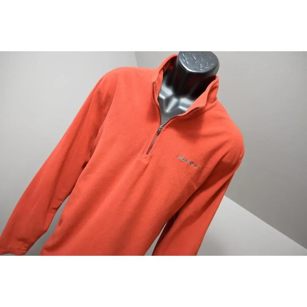 Eddie Bauer Camp Sweater 1/4 Zip Fleece Pullover‎ Orange Mens Size 2XL XXL - Picture 4 of 10